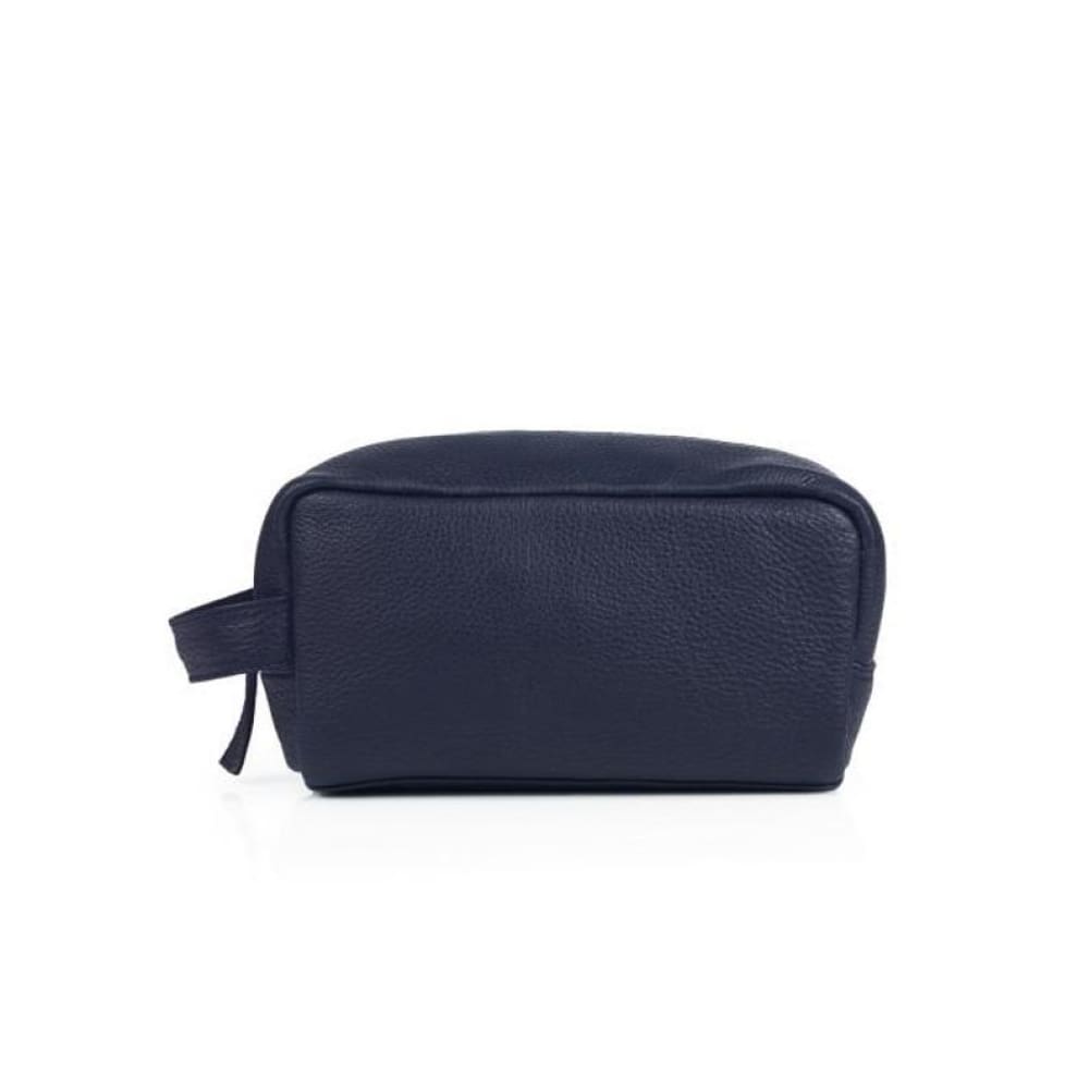 Leather United Unisex Dopp Toiletry Kit Bag - Navy Blue (Genuine Leather)