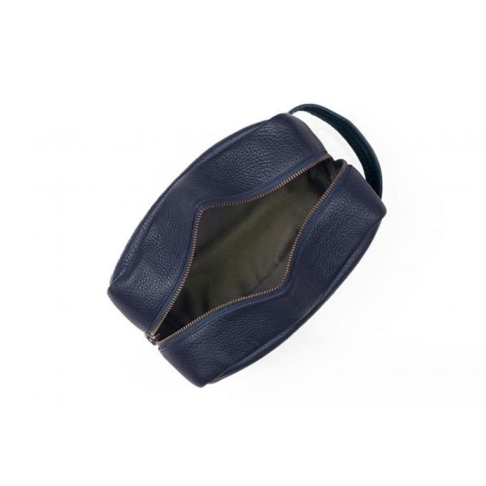 Leather United Unisex Dopp Toiletry Kit Bag - Navy Blue (Genuine Leather)