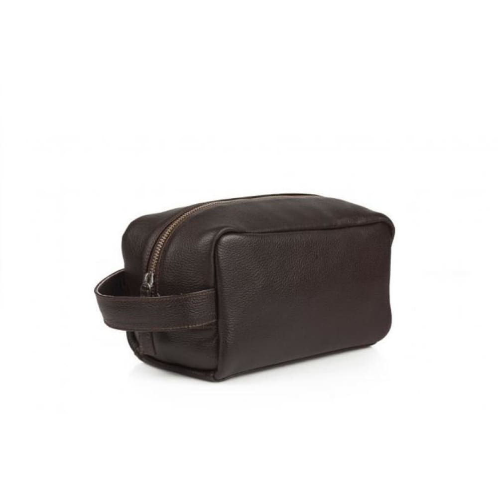 Leather United Unisex Dopp Toiletry Kit Bag - Brown (Genuine Leather)