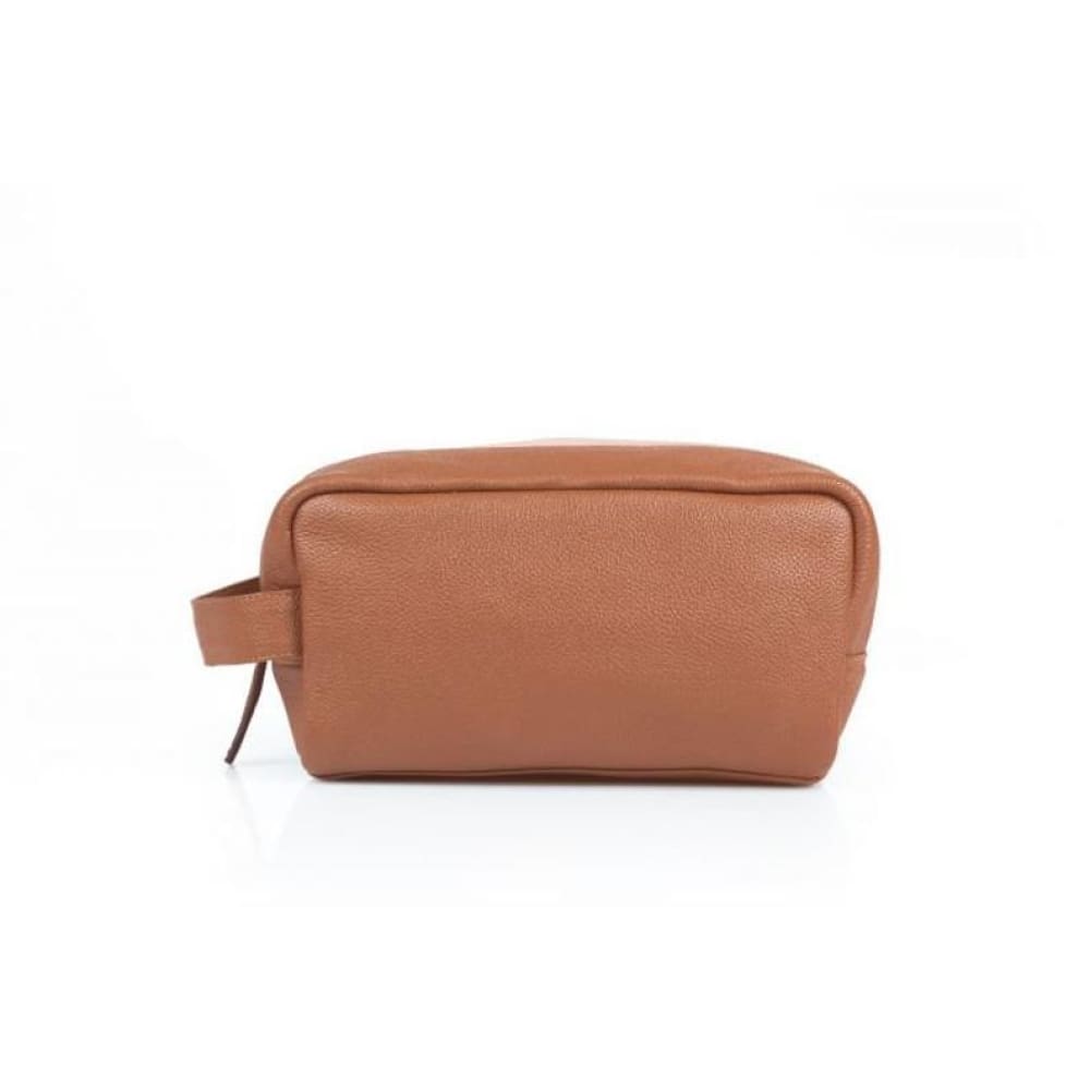 Leather United Unisex Dopp Toiletry  Kit bag - Tan (Genuine Leather)