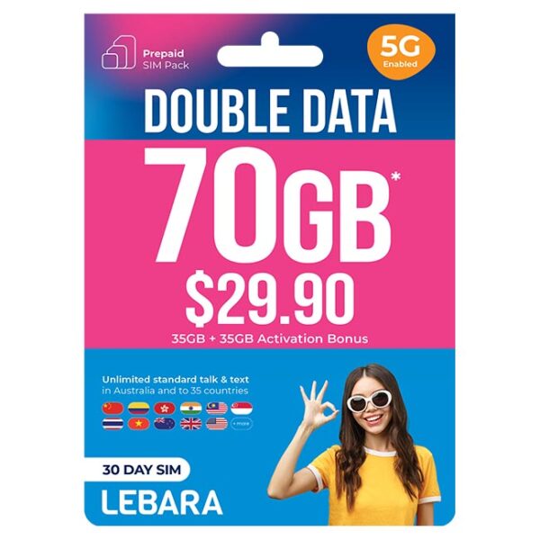 LEBARA $29.90 Australia  PAYG Prepaid E-SIM Starter
