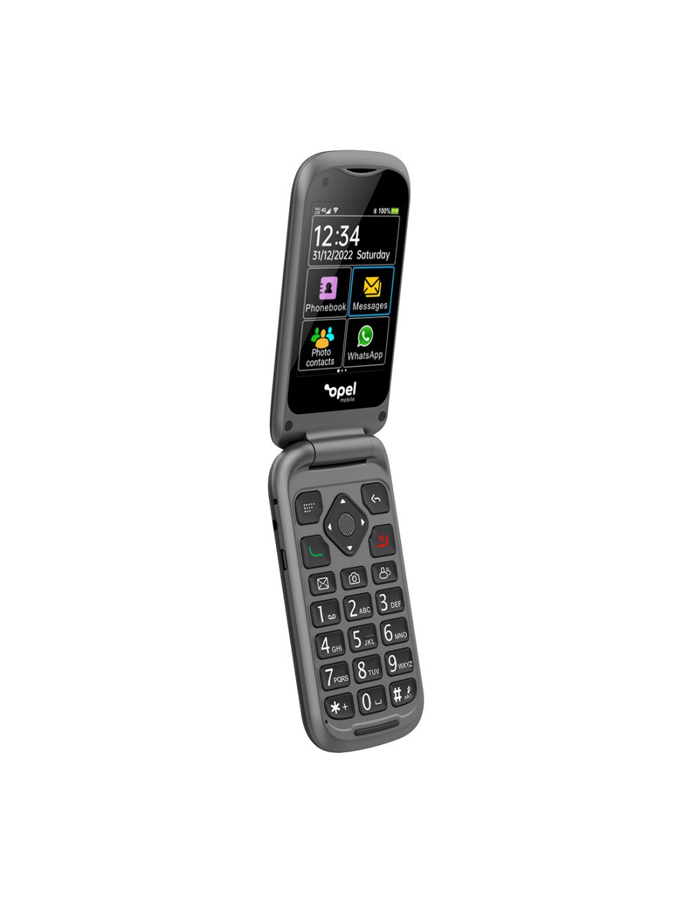 Opel Mobile 4G TouchFlip (2.8'', Big Button, Flip Phone) - Black