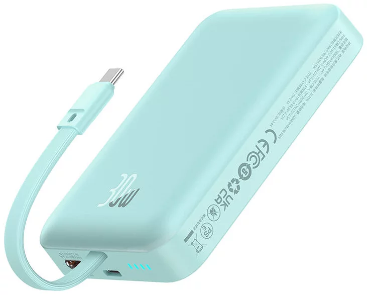 Baseus Magnetic  & Cable Fast Charge Power Bank Type-C Edition 10000mAh 30W - Peppermint Blue