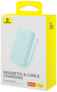 Thumbnail for Baseus Magnetic  & Cable Fast Charge Power Bank Type-C Edition 10000mAh 30W - Peppermint Blue