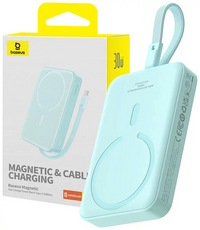 Thumbnail for Baseus Magnetic  & Cable Fast Charge Power Bank Type-C Edition 10000mAh 30W - Peppermint Blue