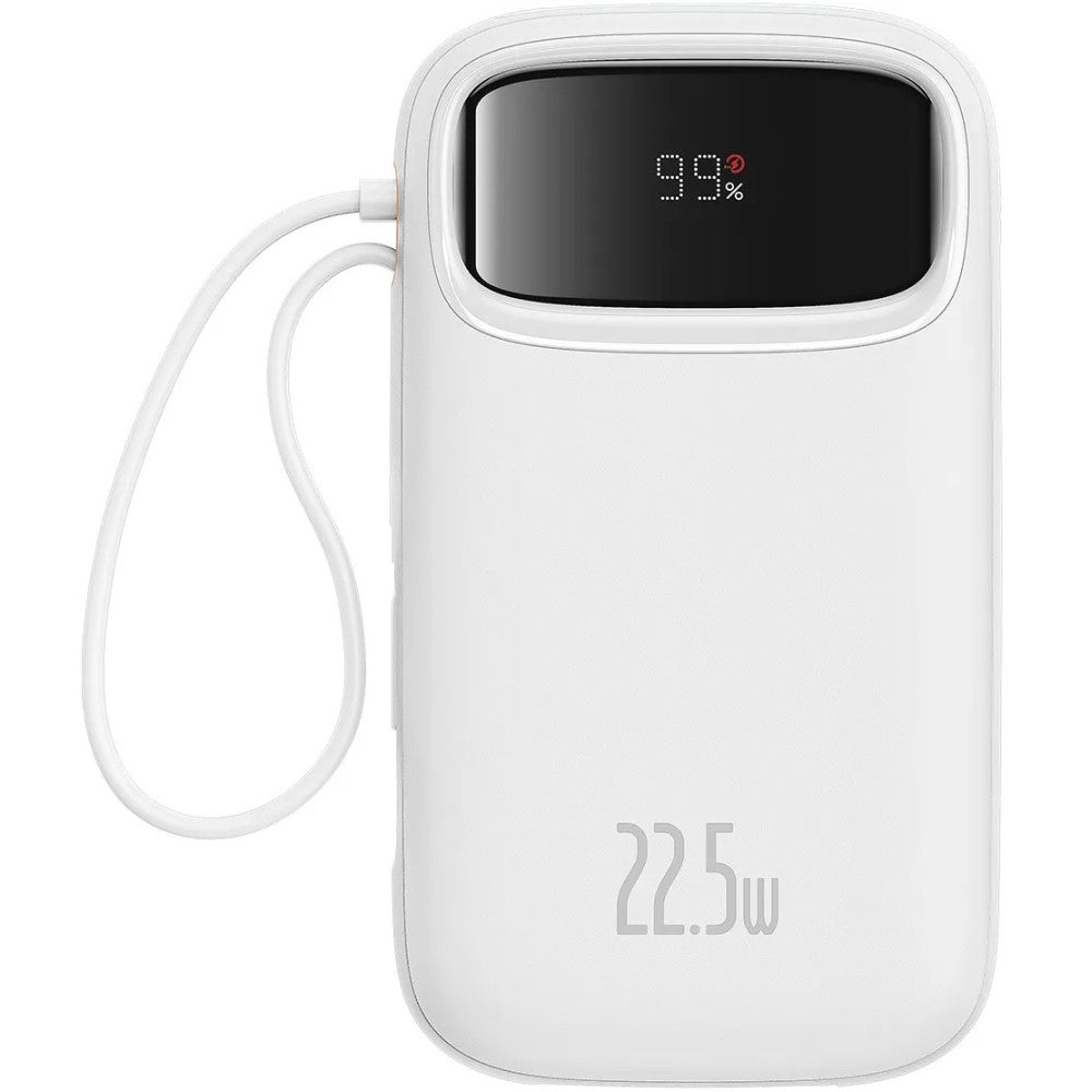 Baseus Qpow2 Dual-Cable Digital Display Fast Charge Power Bank 20000mAh 22.5W - White