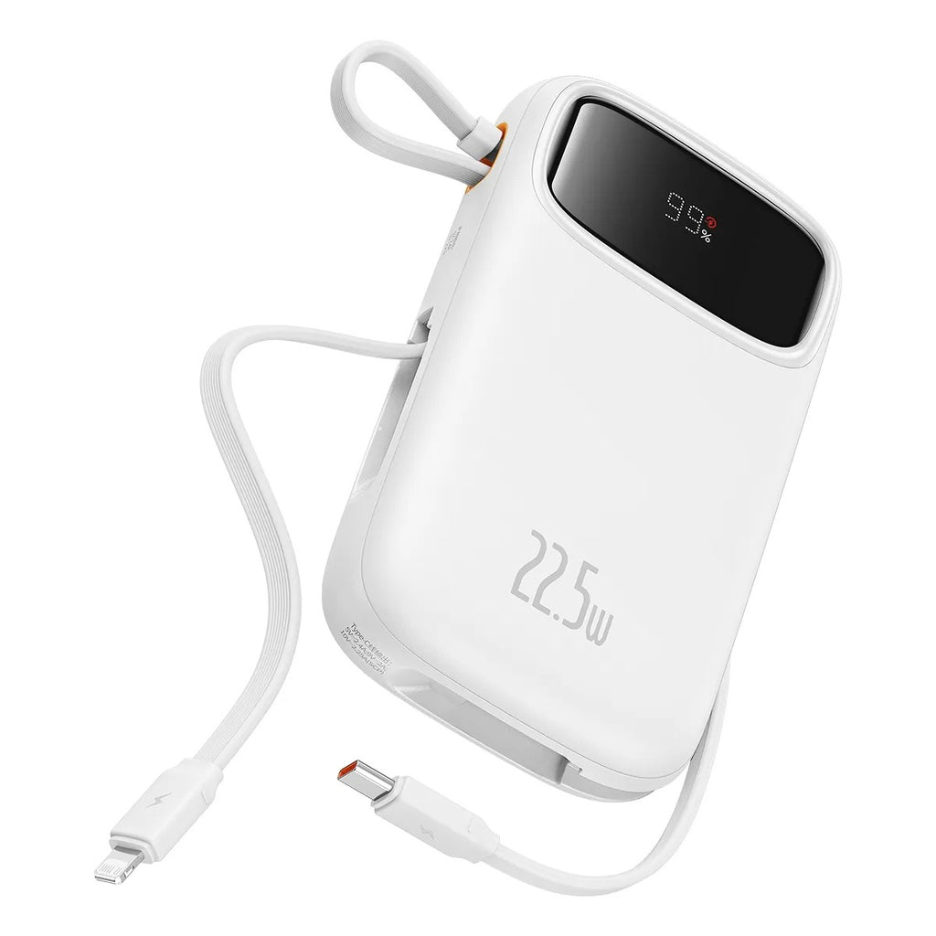 Baseus Qpow2 Dual-Cable Digital Display Fast Charge Power Bank 20000mAh 22.5W - White