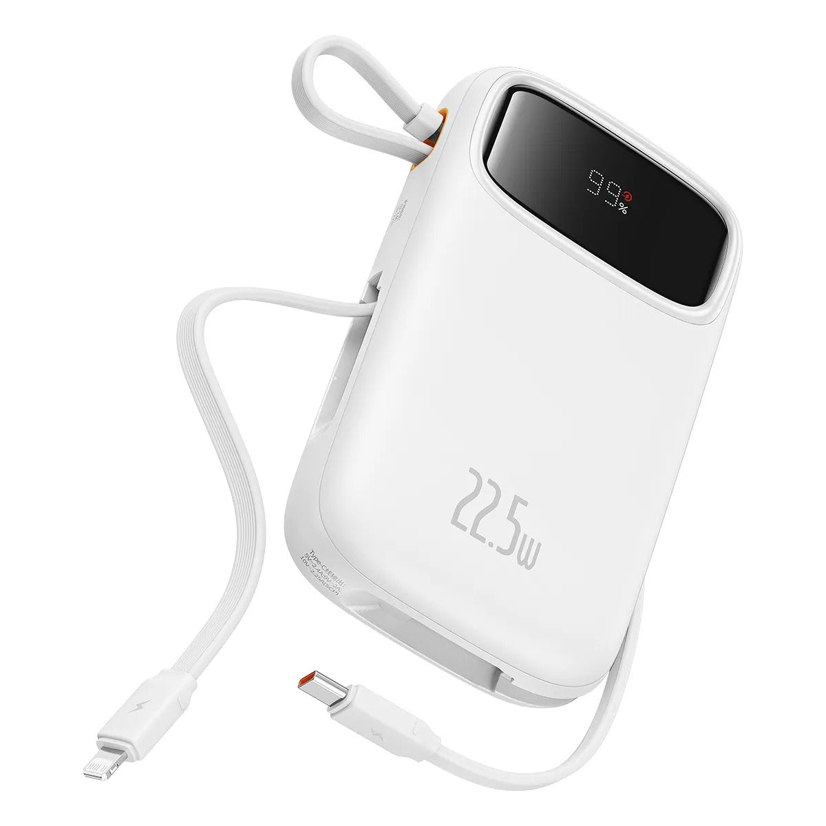 Baseus Qpow2 Dual-Cable Digital Display Fast Charge Power Bank 20000mAh 22.5W - White