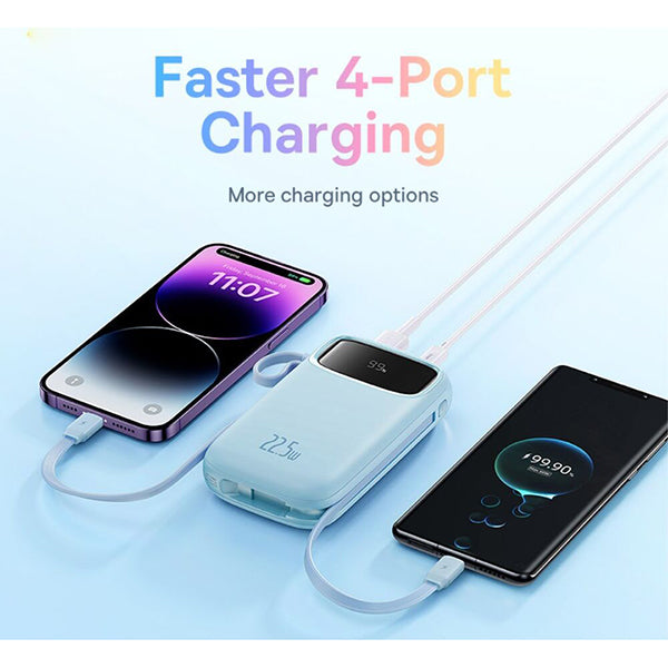 Baseus Qpow2 Dual-Cable Digital Display Fast Charge Power Bank 20000mAh 22.5W - Blue