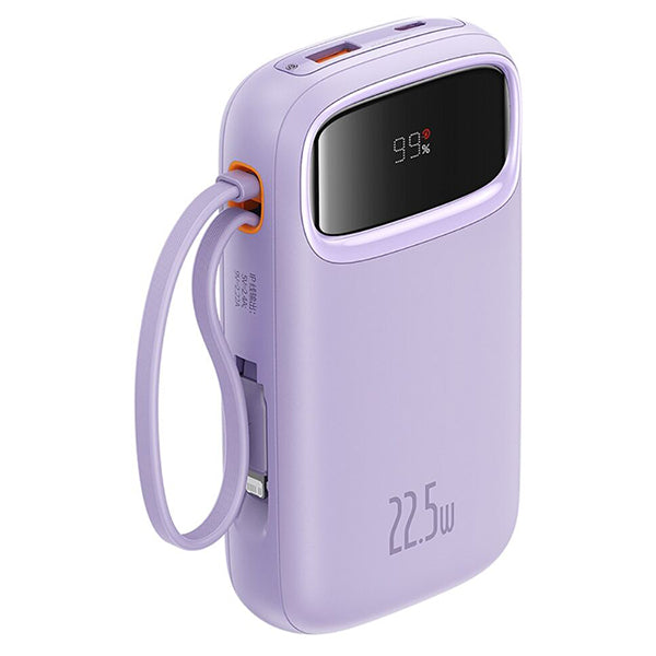 Baseus Qpow2 Dual-Cable Digital Display Fast Charge Power Bank 20000mAh 22.5W - Purple