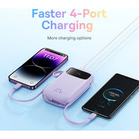 Thumbnail for Baseus Qpow2 Dual-Cable Digital Display Fast Charge Power Bank 20000mAh 22.5W - Purple