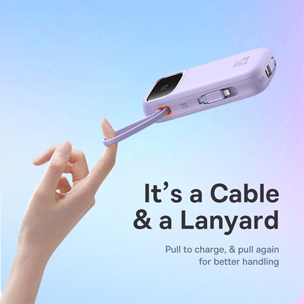 Baseus Qpow2 Dual-Cable Digital Display Fast Charge Power Bank 20000mAh 22.5W - Purple