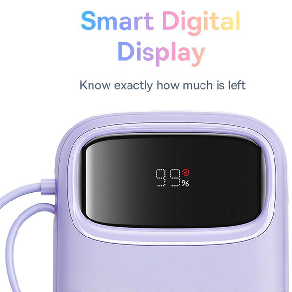 Baseus Qpow2 Dual-Cable Digital Display Fast Charge Power Bank 20000mAh 22.5W - Purple