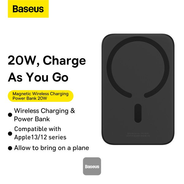 Baseus Magnetic Mini Wireless Charging Power Bank 6000mAh 20W - Black