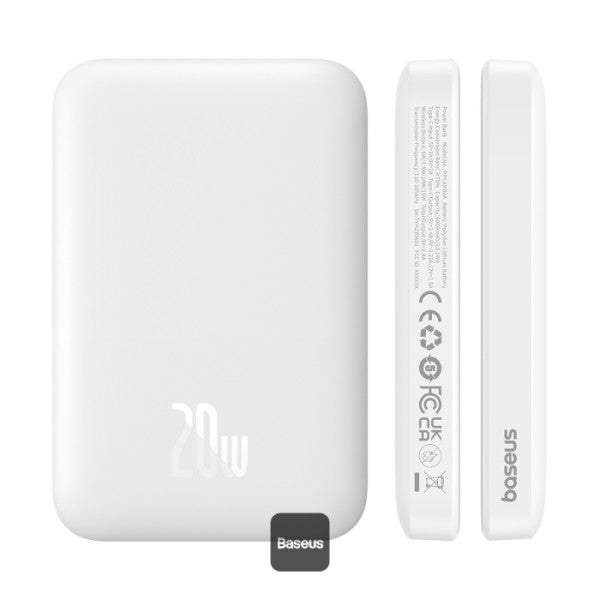 Baseus 6000mAh Magnetic Mini Air 15W Wireless Power Bank With PD 20W Type-C Port - White