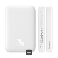 Thumbnail for Baseus 6000mAh Magnetic Mini Air 15W Wireless Power Bank With PD 20W Type-C Port - White