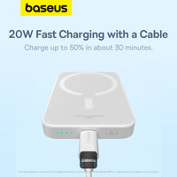 Thumbnail for Baseus 6000mAh Magnetic Mini Air 15W Wireless Power Bank With PD 20W Type-C Port - White