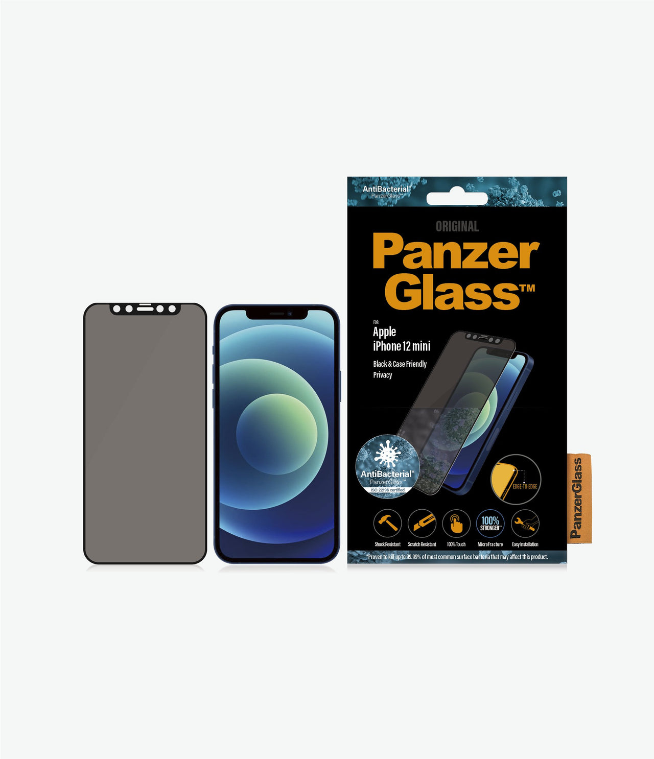 PanzerGlass Privacy Glass Screen Protector for iPhone 12 Mini - Black