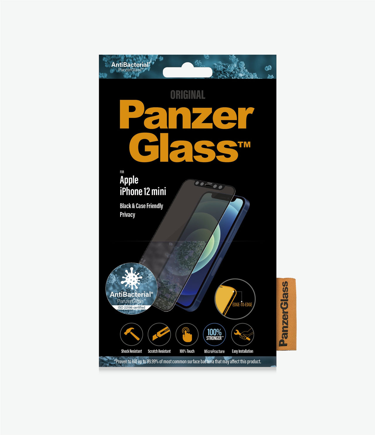 PanzerGlass Privacy Glass Screen Protector for iPhone 12 Mini - Black