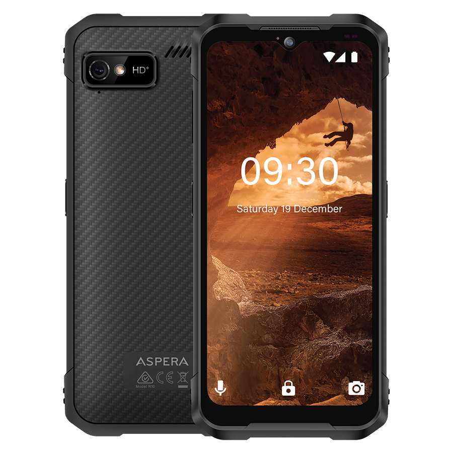 Aspera R10  IP68 Rugged (128GB/4GB) 4G Tap&Pay Dual SIM Smartphone - Black