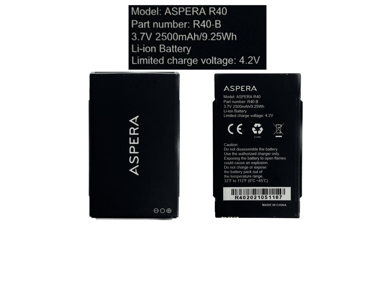 Aspera Replacement Battery Suits R40 Rugged Plate