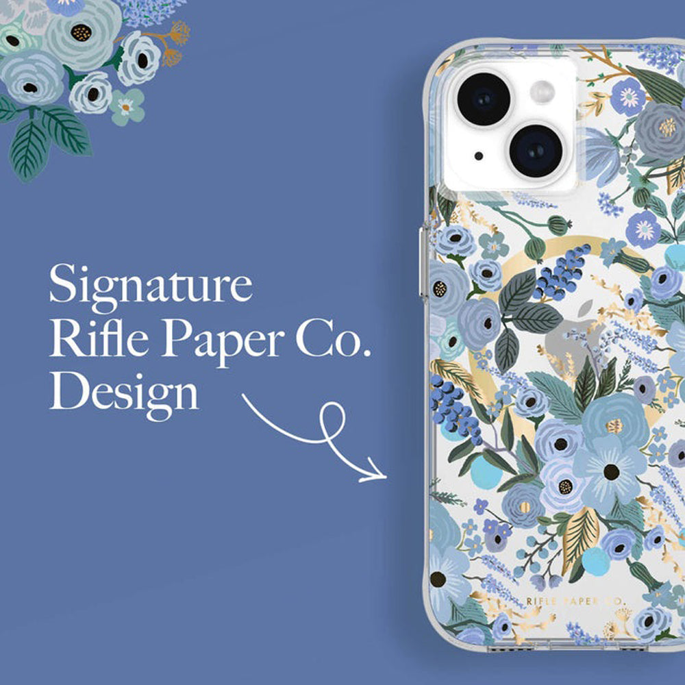 Case-Mate Rifle Paper MagSafe Case For Apple iPhone 15 - Garden Party Blue