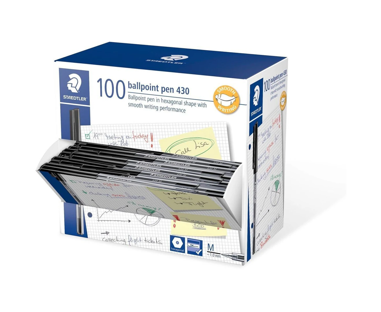 Staedtler 430 Ballpoint Pen Medium Black Ink Dispenser Box Of 100