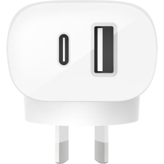 Belkin 20W USB-C PD + 12W USB-A Wall Charger-Universally compatible - White