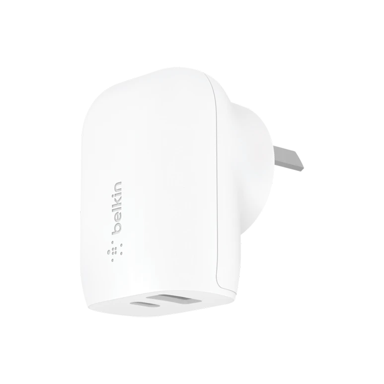 Belkin Dual PD Wall Charger with PPS 42W - iPhone|Andriod ( 1x USB-C  30W + 1x USB-A  12W)