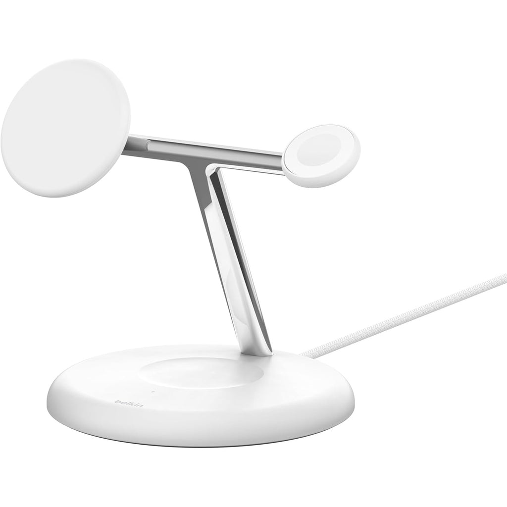 Belkin BoostCharge PRO 3-in-1 Qi2 15W Wireless Charger Stand MagSafe 2024 Model - White