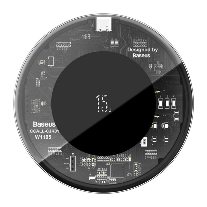 Baseus Simple Wireless 15W Type-C Charger - Transparent