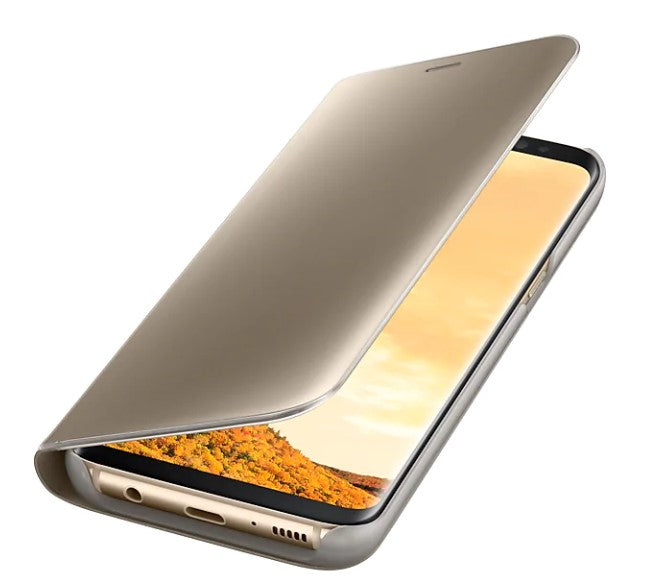 Samsung Galaxy S8 Clear View Standing Cover Case - Gold