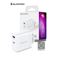 Thumbnail for BLACKTECH USB-C USB-A 67W PD QC GaN Charger With Smart IC - White