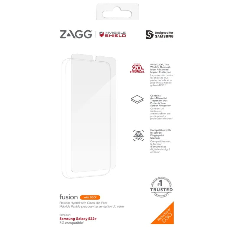 InvisibleShield Fusion D3O Screen Protector for Samsung Galaxy S22+ (6.6) - Clear