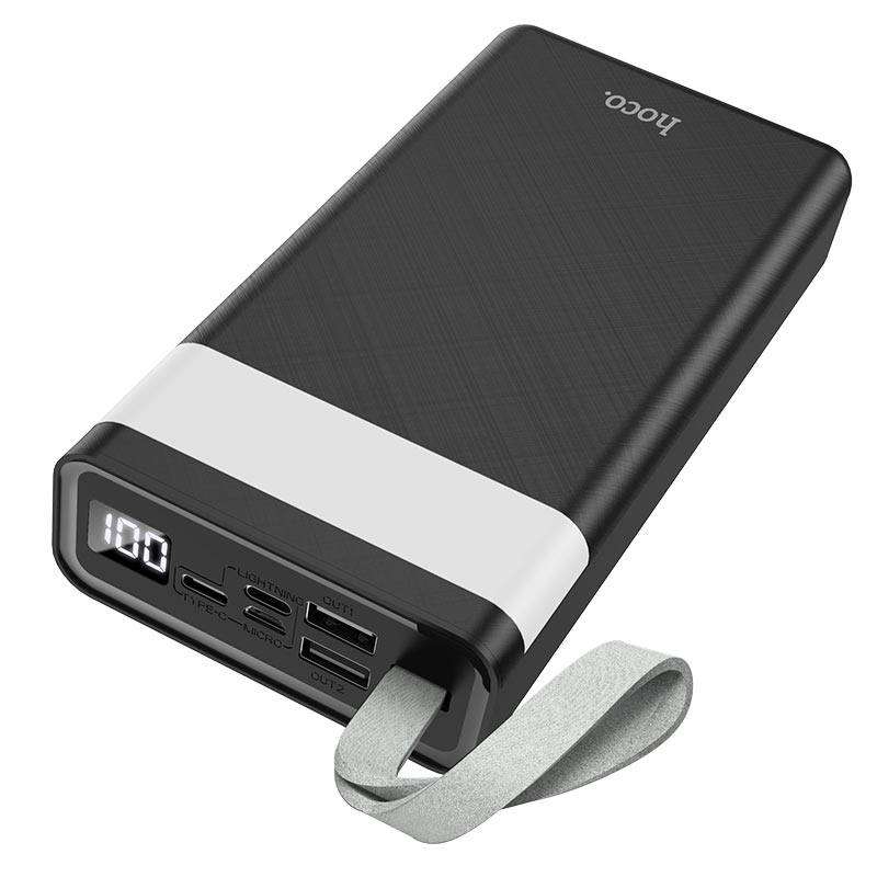 Hoco J73 Fast Charging Power Bank 30000mAh with  Desk Lamp light - Black