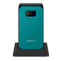 Thumbnail for Aspera F46 Seniors 4G BIG button FLIP mobile phone with CRADLE- Black / Green