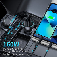 Thumbnail for Baseus 160W Car Charger USB Type C QC 5.0 Fast Charging For iPhone 14 Pro Laptop Macbook + Cable
