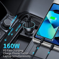 Thumbnail for Baseus 160W Car Charger USB Type C QC 5.0 Fast Charging For iPhone 14 Pro Laptop Macbook