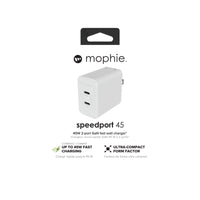 Thumbnail for Mophie GaN Power Adaptor USB-C PD Dual 45W - White