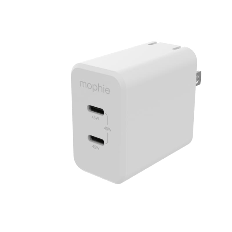 Mophie GaN Power Adaptor USB-C PD Dual 45W - White