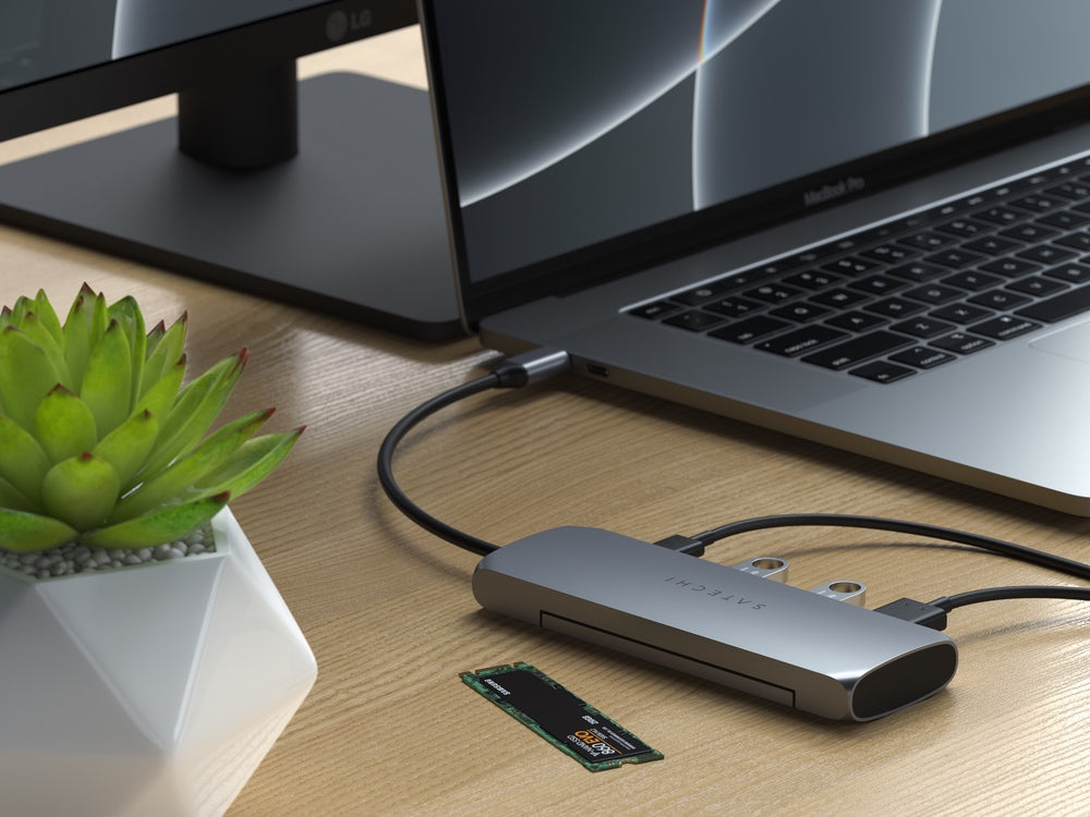 Satechi USB-C Hybrid Multiport Adapter with SSD Enclosure - Space Grey