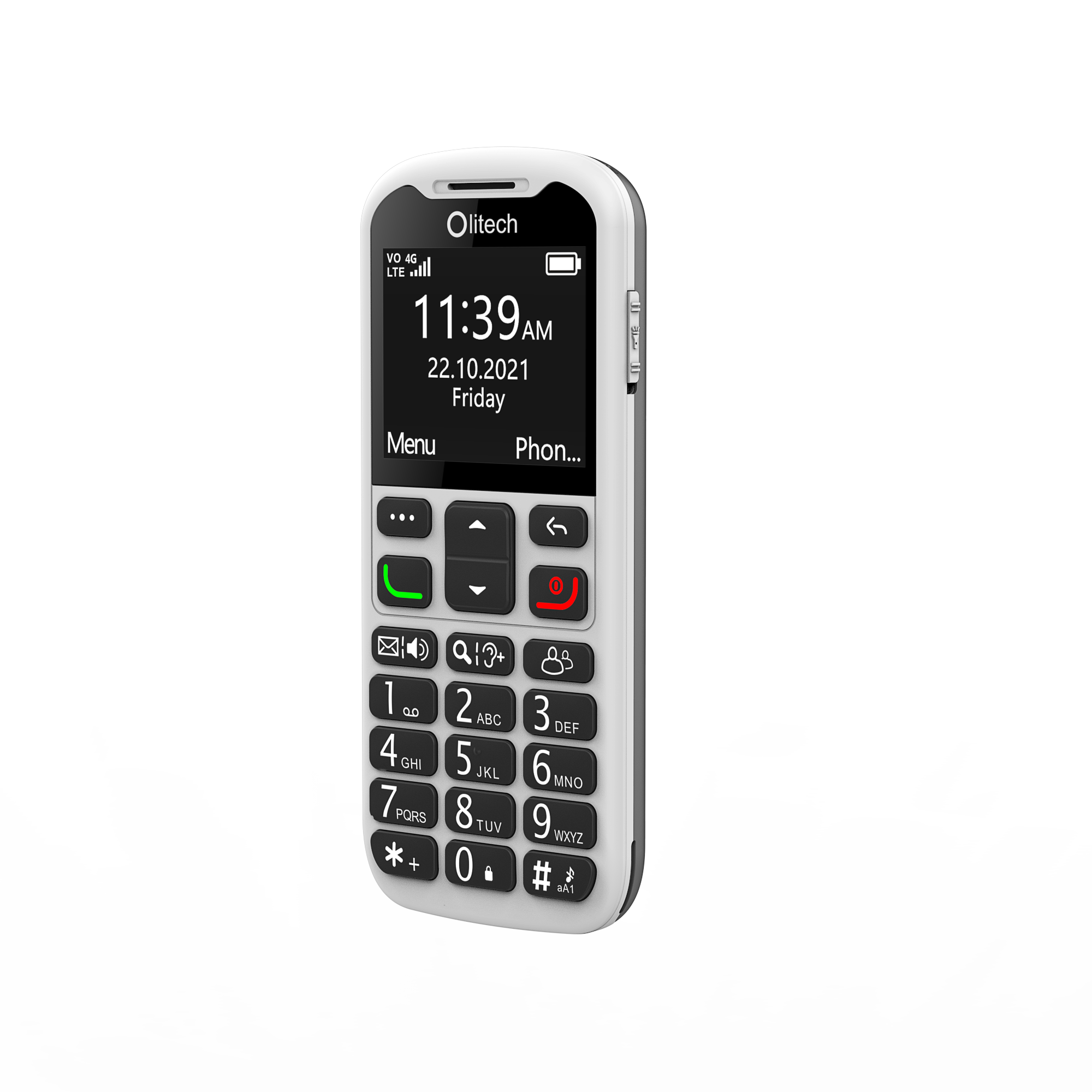 Olitech EasyMate 2 Seniors 4G Phone Big Buttons GPS Location - Black/White