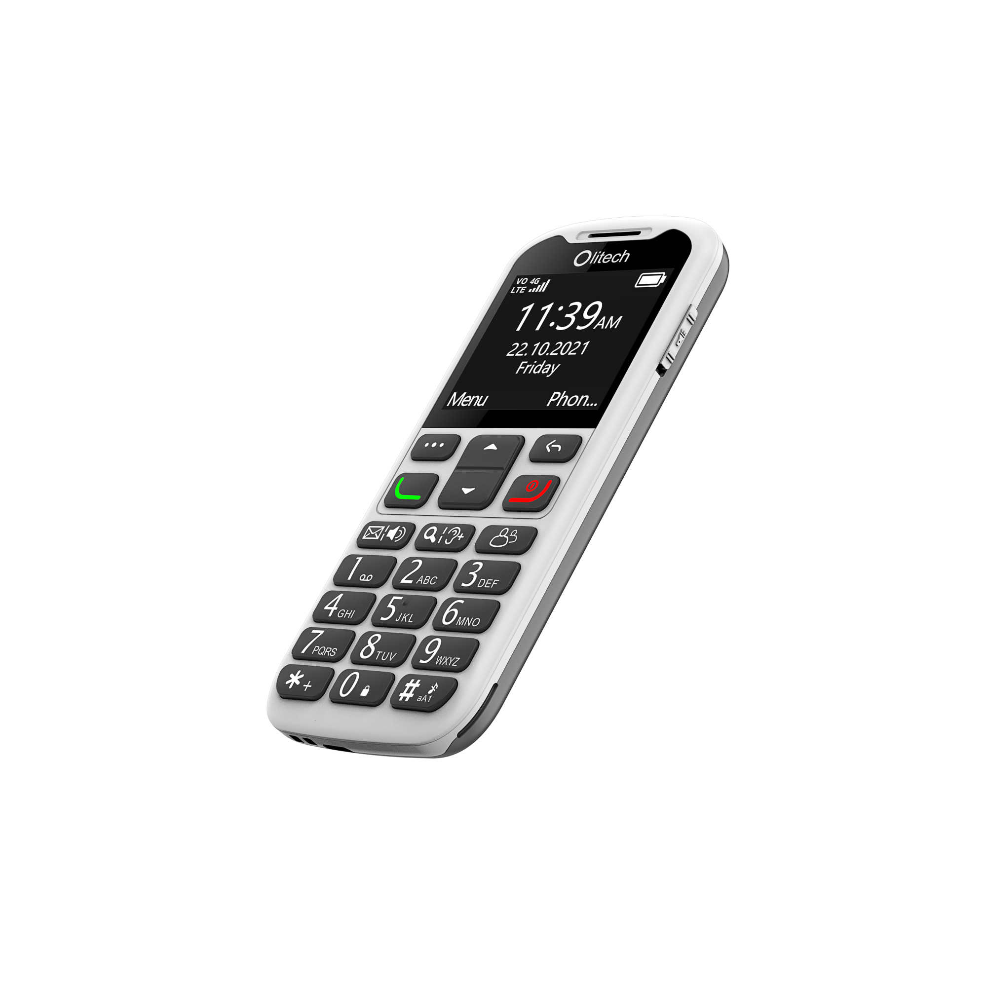 Olitech EasyMate 2 Seniors 4G Phone Big Buttons GPS Location - Black/White