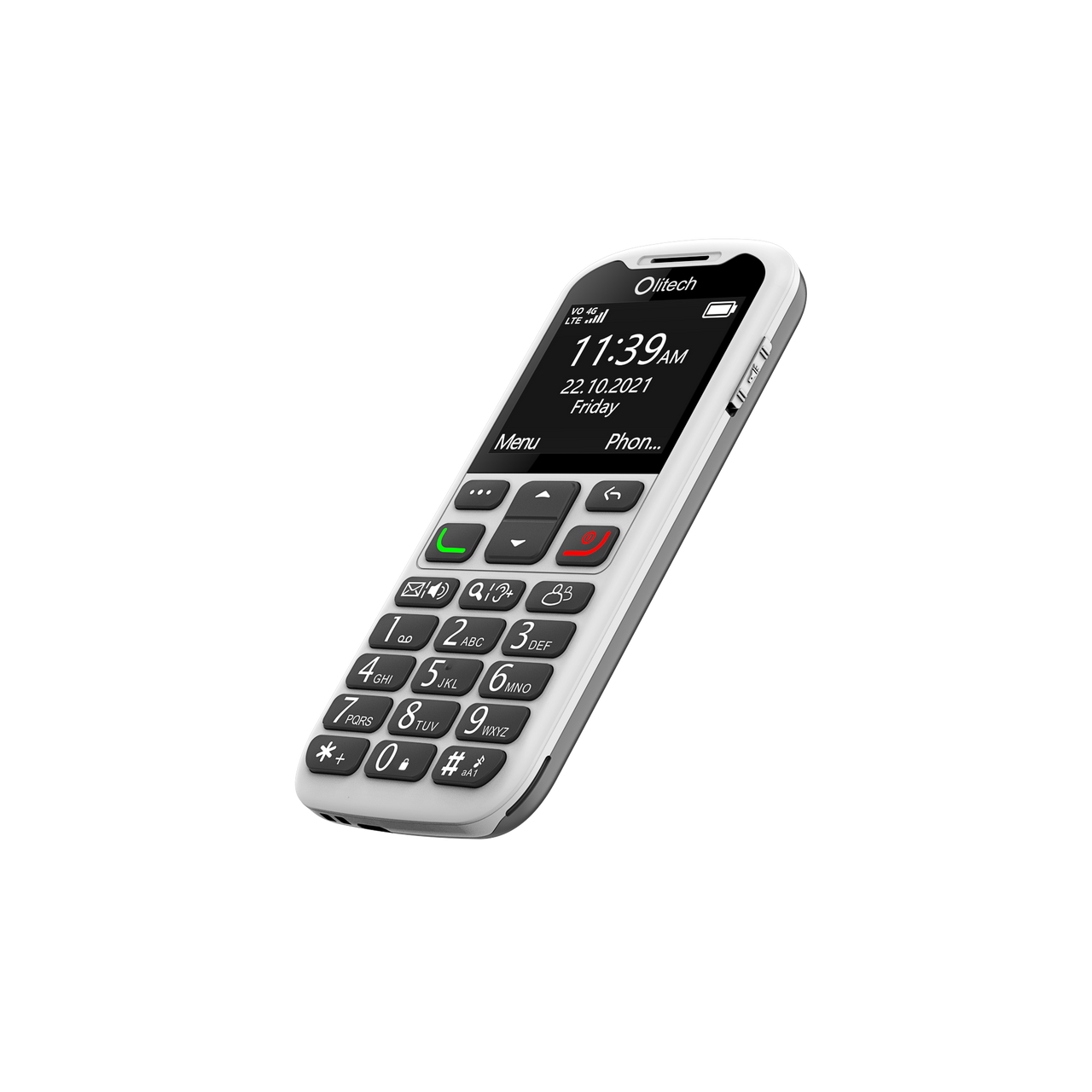 Olitech EasyMate 2 Seniors 4G Phone - Big Buttons, GPS Location, Amplified Volume - Black/White