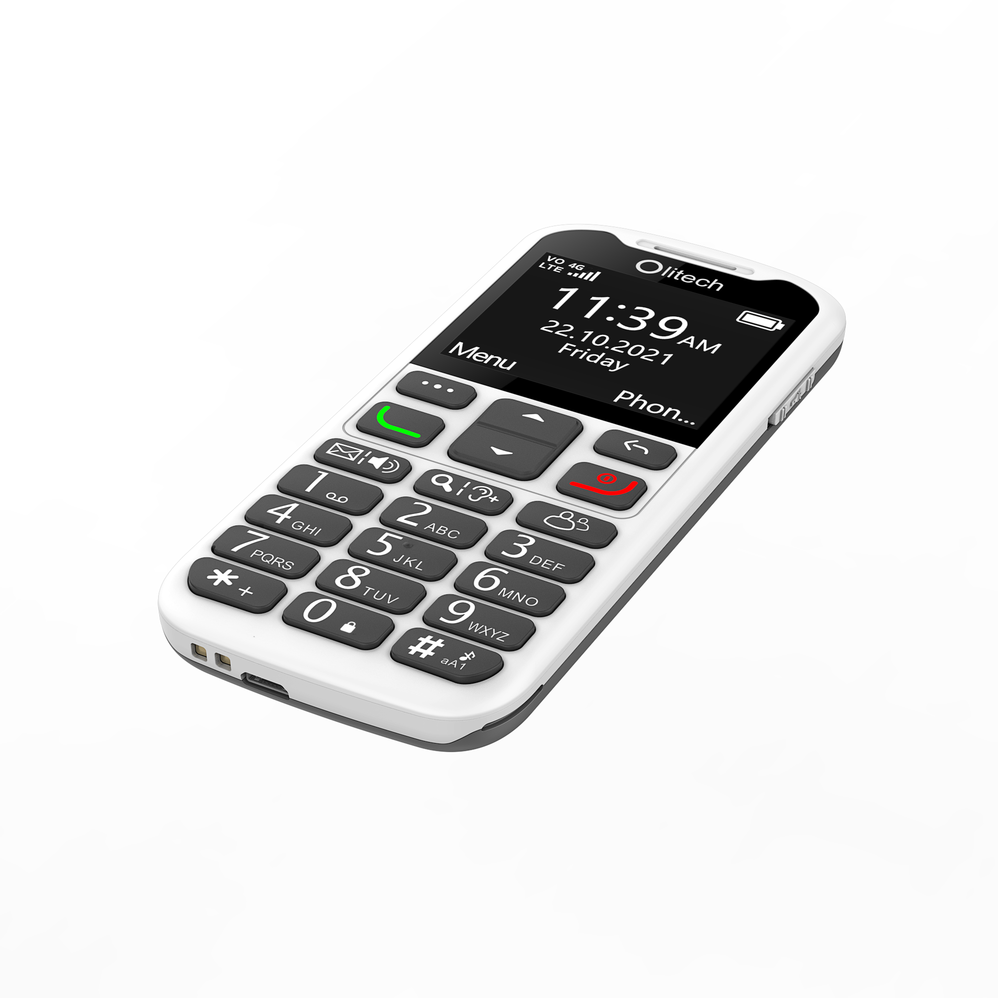 Olitech EasyMate 2 Seniors 4G Phone Big Buttons GPS Location - Black/White