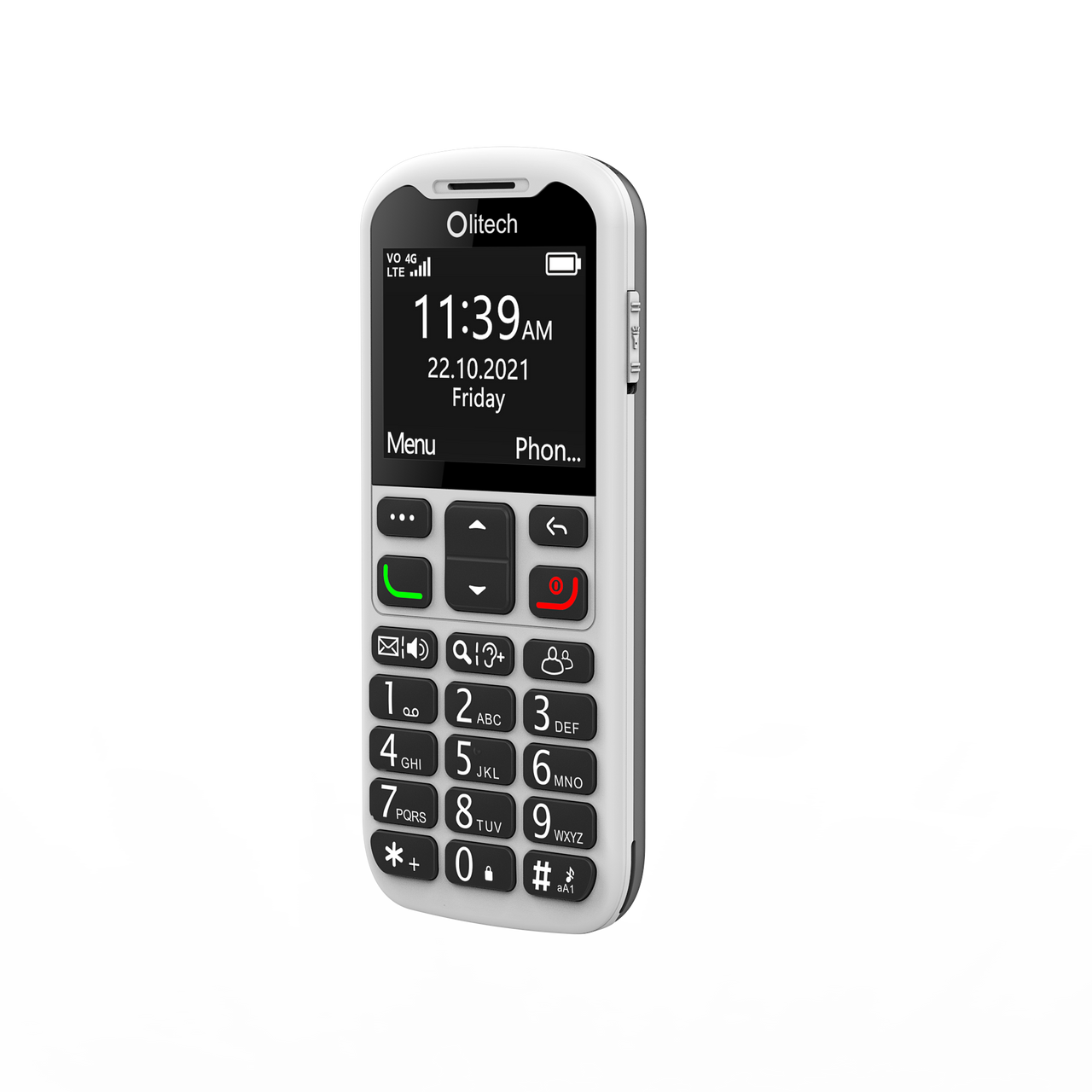 Olitech EasyMate 2 Seniors 4G Phone - Big Buttons, GPS Location, Amplified Volume - Black/White