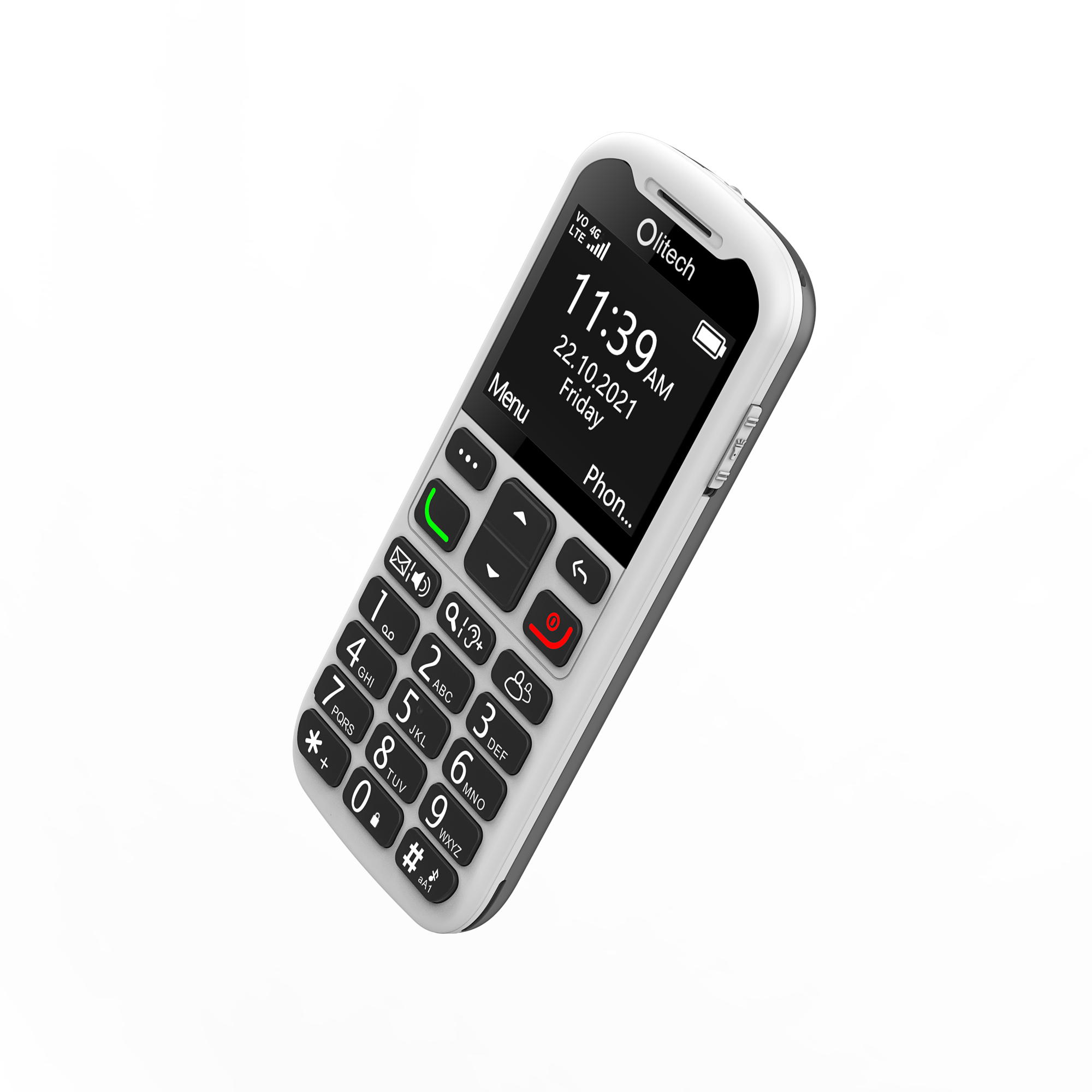 Olitech EasyMate 2 Seniors 4G Phone Big Buttons GPS Location - Black/White