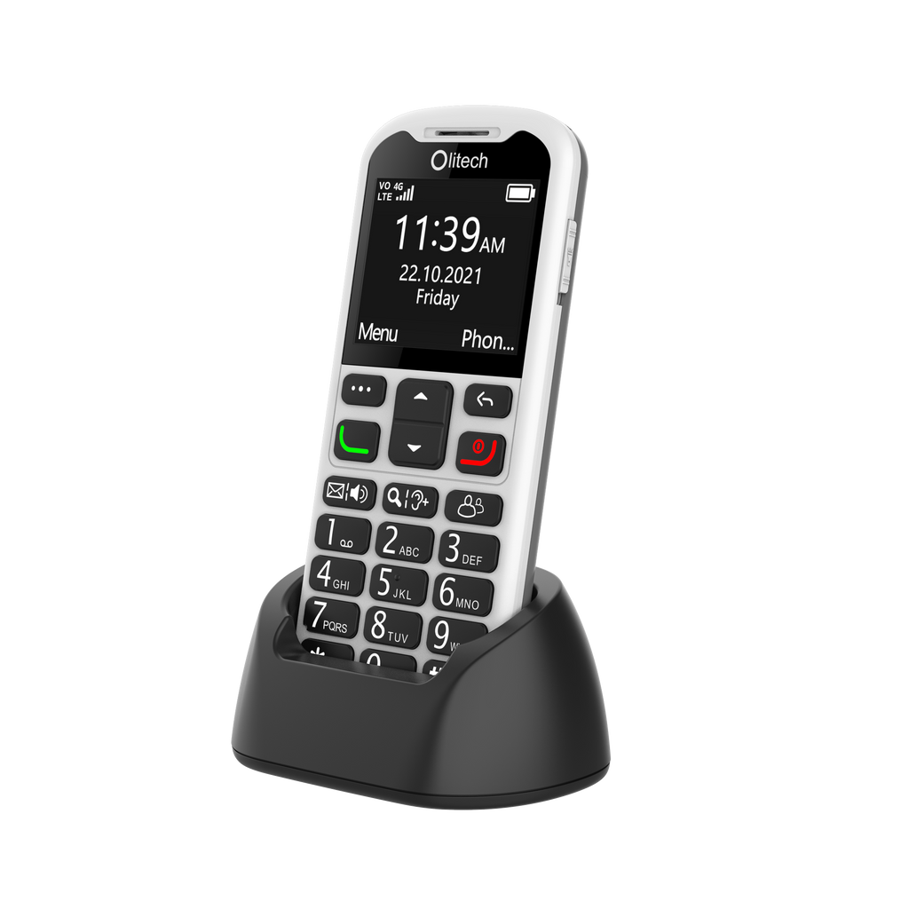 Olitech EasyMate 2 Seniors 4G Phone Big Buttons GPS Location - Black/White