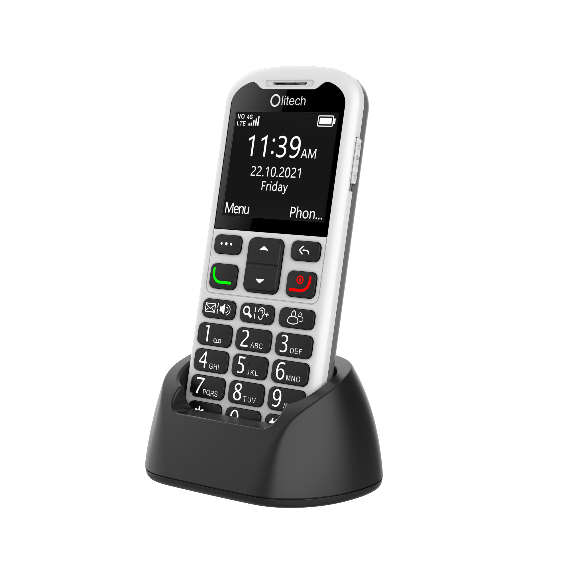Olitech EasyMate 2 Seniors 4G Phone Big Buttons GPS Location - Black/White