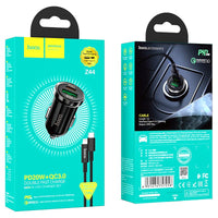 Thumbnail for Hoco PD 20W MINI Car Charger with USB-C to Lightning Cable Set |QC3.0| Z44 - Black
